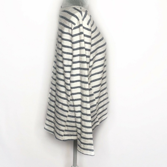 LOFT Top Long Sleeve Stripe Round Neck Text (BB20) - Picture 3 of 5